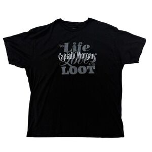 Captain Morgan "Life Love and Loot" Graphic T-Shirt Black XL 100% Cotton